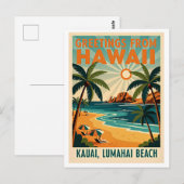 Kauai, Hawaii Retro-Reise Postkarte (Vorne/Hinten)
