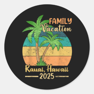 Kauai Hawaii Strand Familienurlaub 2025 Sommer  Runder Aufkleber