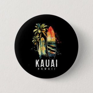 Kauai Hawaii Surf Hawaiian Vintage Surfing Surfer  Button