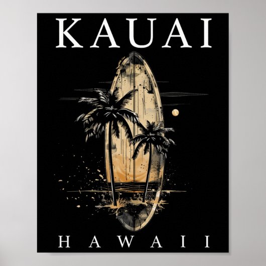 Kauai Hawaii Surf Hawaiian Vintage Surfing Surfer  Poster (Vorne)