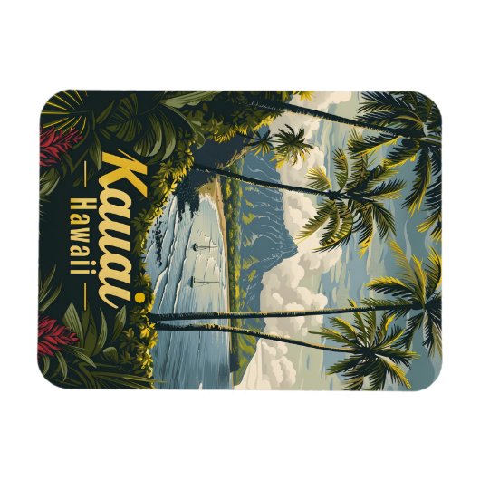 Kauai Hawaii Vintag Magnet (Horizontal)
