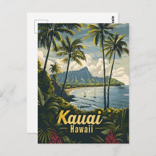 Kauai Hawaii Vintag Postkarte (Vorne/Hinten)