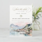 Kauai Hawaii Watercolor Landscape Wedding Save The Date (Stehend Vorderseite)