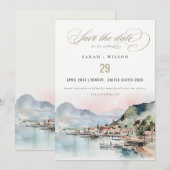 Kauai Hawaii Watercolor Landscape Wedding Save The Date (Vorne/Hinten)