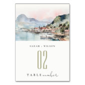 Kauai Hawaii Watercolor Landscape Wedding Tischnummer (Rückseite)