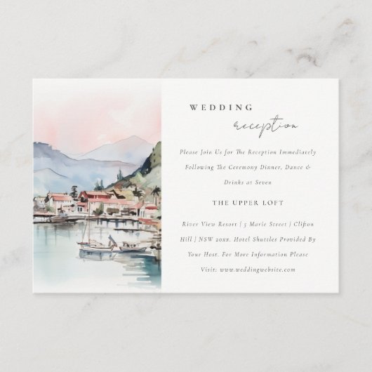 Kauai Hawaii Watercolor Scape Wedding Reception Begleitkarte (Vorderseite)