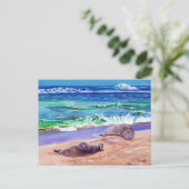 Kauai Hawaiian Monk Siegel auf der Poipu Beach Pos Postkarte (Stehend Vorderseite)