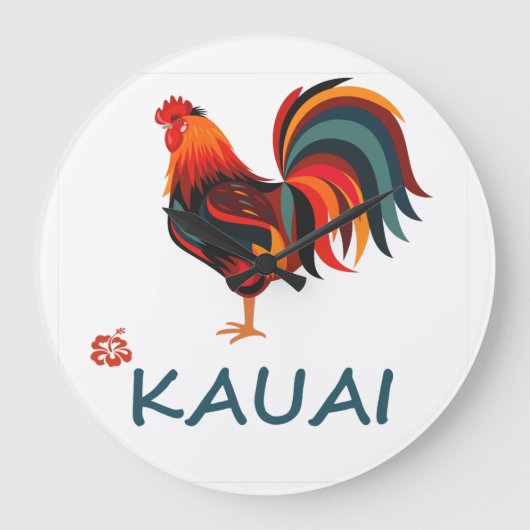 Kauai Hawaiian Rooster Country Clock Große Wanduhr (Vorderseite)