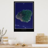 Kauai Island Hawaii Von Space Satellite Karte Poster (Küche)