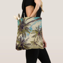 Kauai Island Palms Vintage Blue Hawaii-Tasche