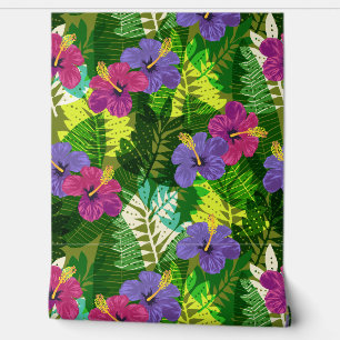 Kauai Jungle Hawaiian Hibiskus und Palms-Brights Tapete