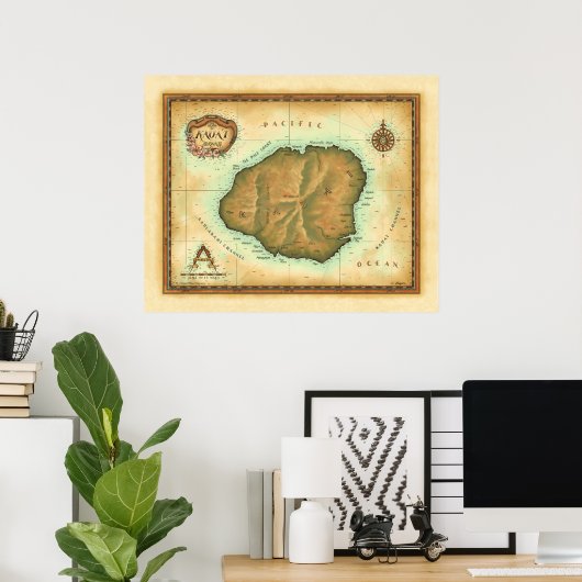 Kauai-map-4000-dpi-across Poster (Heimbüro)