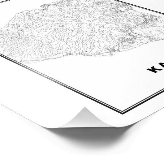 Kauai Map Fotodruck (Ecke)