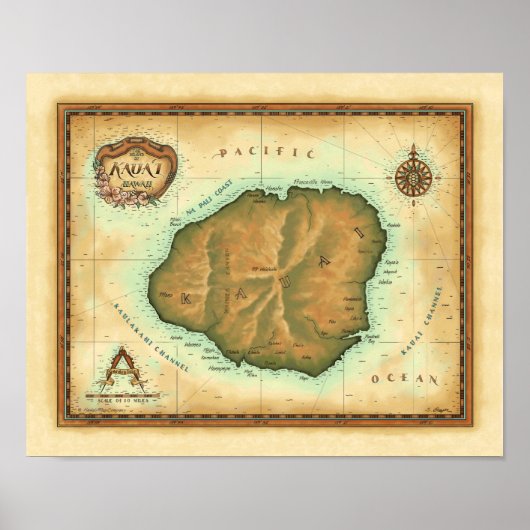 Kauai Map Poster (Vorne)