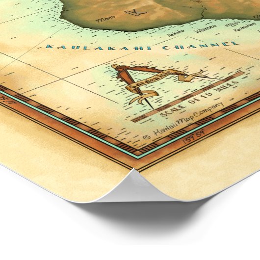 Kauai Map Poster (Ecke)