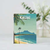 Kauai Nostalgic Vintage Travel Art Postkarte (Stehend Vorderseite)