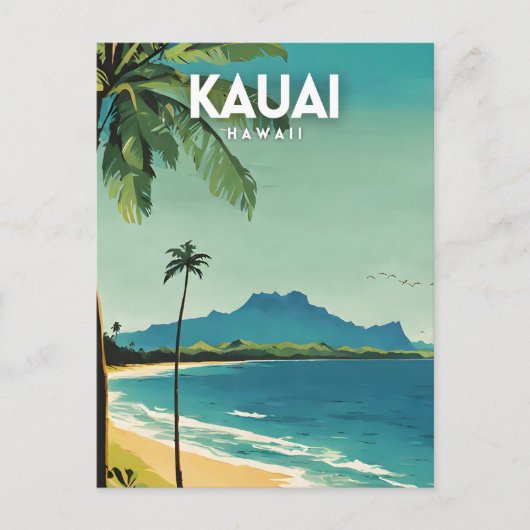 Kauai Nostalgic Vintage Travel Art Postkarte (Vorderseite)