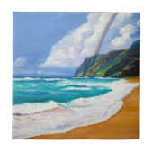Kauai Polihale Beach mit Rainbow Keramik Tile Fliese (Vorderseite)