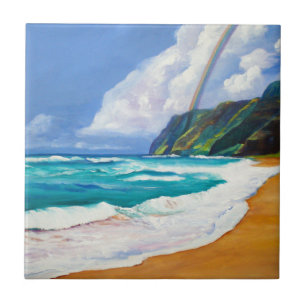 Kauai Polihale Beach mit Rainbow Keramik Tile Fliese