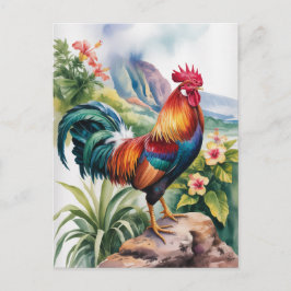 Kauai Rooster watercolor Postkarte