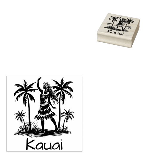 Kauai Rubber Briefmarke Hawaiian Dancer Palm Trees Gummistempel (Stempel)