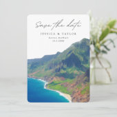 Kauai Save the Date Hawaii Wedding Einladung (Stehend Vorderseite)