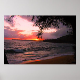Kauai-Sonnenuntergang-Leinwanddruck Poster