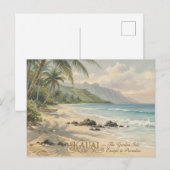 Kauai-Strand Romantische Malerei Postkarte (Vorne/Hinten)