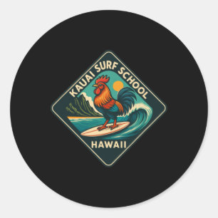 Kauai Surf Hahn Huhn  Runder Aufkleber