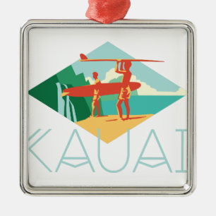 Kauai Surfers Ornament Aus Metall