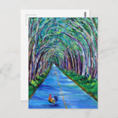 Kauai Tree Tunnel mit Rooster Postcard Postkarte (Vorne/Hinten)
