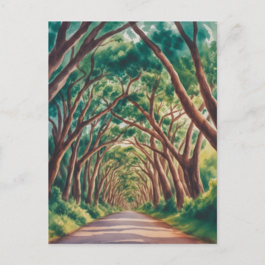 Kauai Tree Tunnel watercolor Postkarte (Vorderseite)
