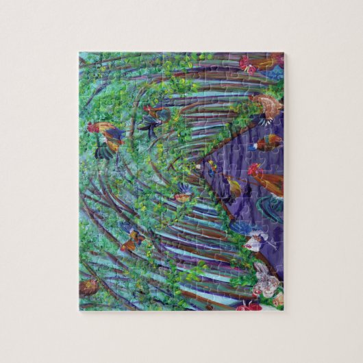 Kauai Tree Tunnel with Roosters and Chickens Puzzle (Vertikal)