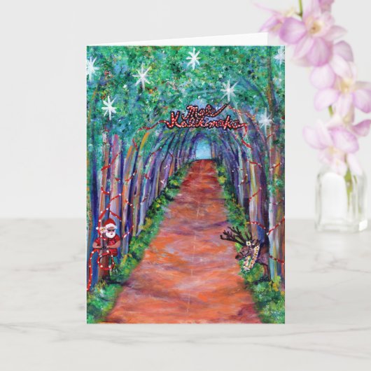 Kauai Tree Tunnel with Santa Mele Kalikimaka Card Karte (Orchidee)