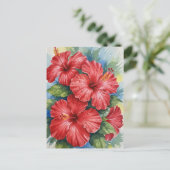 Kauai Tropical Flowers watercolor Postkarte (Stehend Vorderseite)