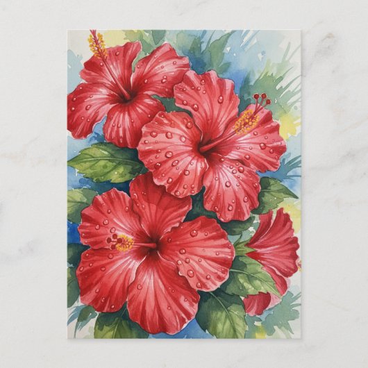 Kauai Tropical Flowers watercolor Postkarte (Vorderseite)