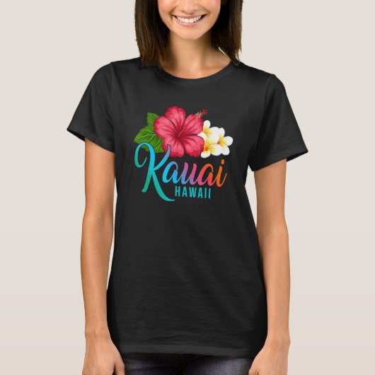 Kauai Urlaub mit hawaiianischem tropischen Hibisku T-Shirt (Vorderseite)