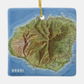 Kauai Vintag Map Keramikornament (Vorderseite)