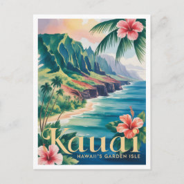 Kauai vintage watercolor postkarte
