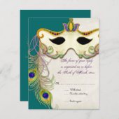 Kauaummasquerade Maskenball - UAWG Response Card RSVP Karte (Vorne/Hinten)