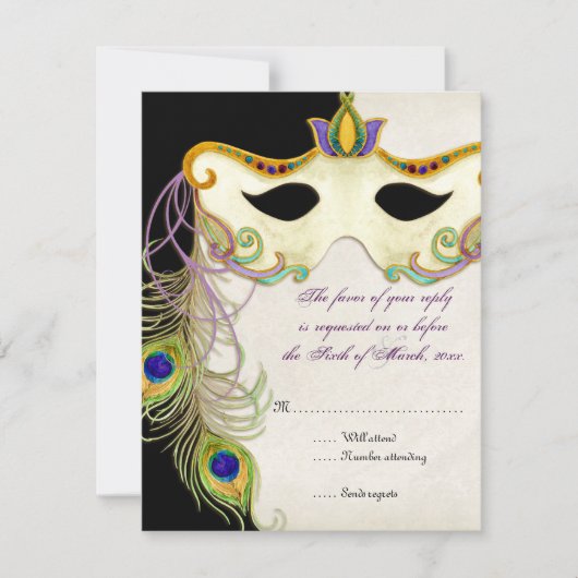 Kauaummasquerade Maskenball - UAWG Response Card RSVP Karte (Vorderseite)