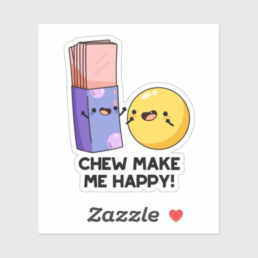 Kauen macht mich glücklich Bonbonpun Aufkleber (Blatt)