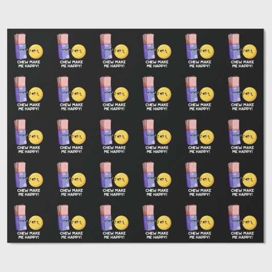 Kauen macht mich glücklich Funny Candy Pun Dark BG Geschenkpapier (Flach)