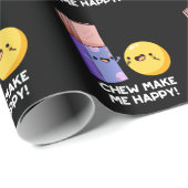 Kauen macht mich glücklich Funny Candy Pun Dark BG Geschenkpapier (Rolleneckpunkt)