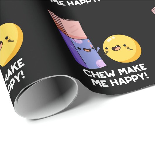 Kauen macht mich glücklich Funny Candy Pun Dark BG Geschenkpapier (Rolleneckpunkt)