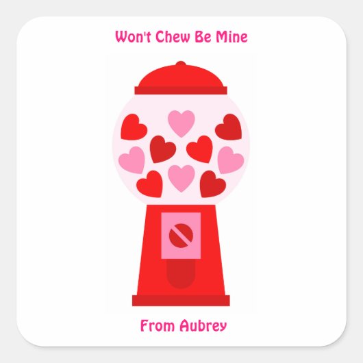 Kauen wird nicht mein Valentinstickerherz Gumball  Quadratischer Aufkleber (Vorderseite)
