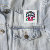 "Kauf den Glamour, bring die Freude." Button (Beispiel)