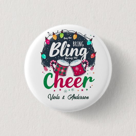 "Kauf den Glamour, bring die Freude." Button (Vorderseite)