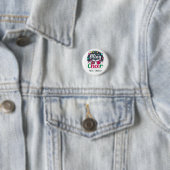 "Kauf den Glamour, bring die Freude." Button (Beispiel)