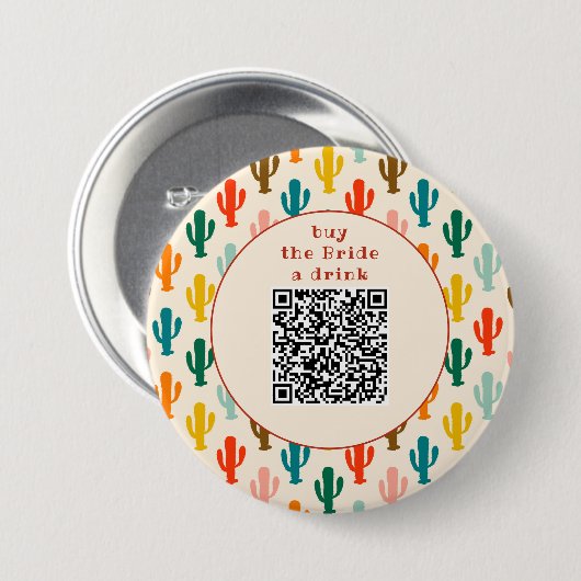 Kaufe der Braut einen Drink QR-Code-Button Button (Vorne & Hinten)